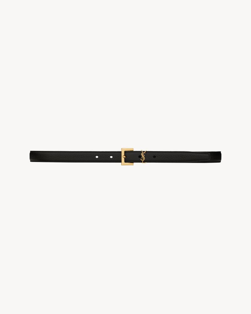 cassandre thin belt with square buckle in grained leather - Image 1